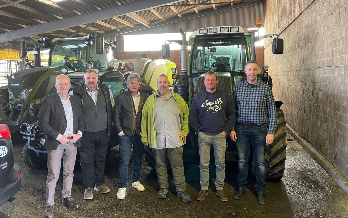 Gönnertreffen der IG BauernUnternehmen (v.li.): Jürg Maurer, Andreas Bürki, Martin Haab, Daniel Haffa, Jürg Hass, Samuel Guggisberg