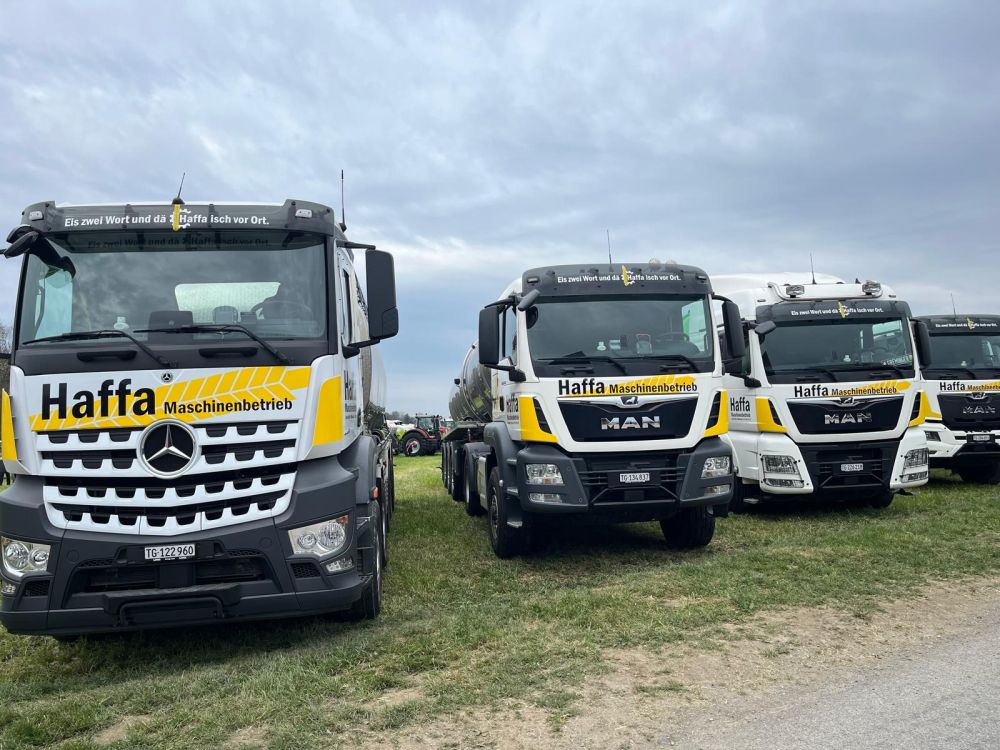 La flotte de camions de l'entreprise de machines Haffa. Image : kim