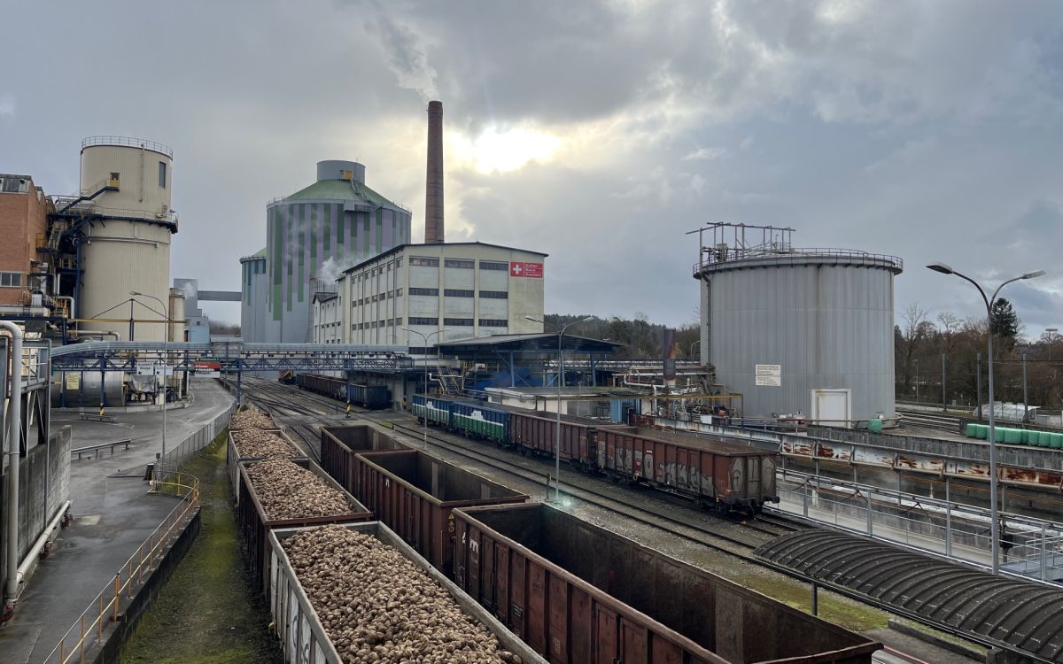 Blick auf die Zuckerfabrik Aarberg