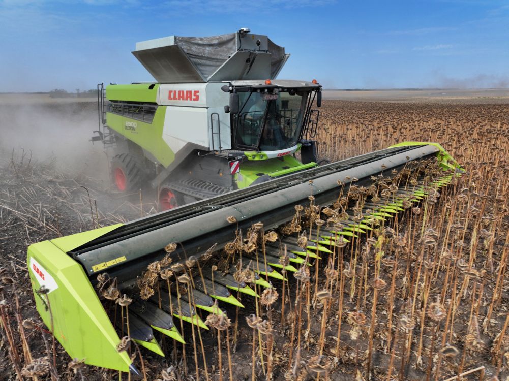 Variable Haspel mit verstärkten Messern und einstellbarer Haspelhaube bei den Sunspeed Sonnenblumenpflückvorsätze von Claas. Foto: claas